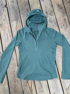 Lululemon Balaclava Half Zip Hoodie Ribbed Pullover Green Size 8